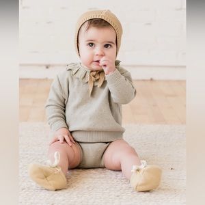 Quincy Mae Sage green bloomers and sweater set